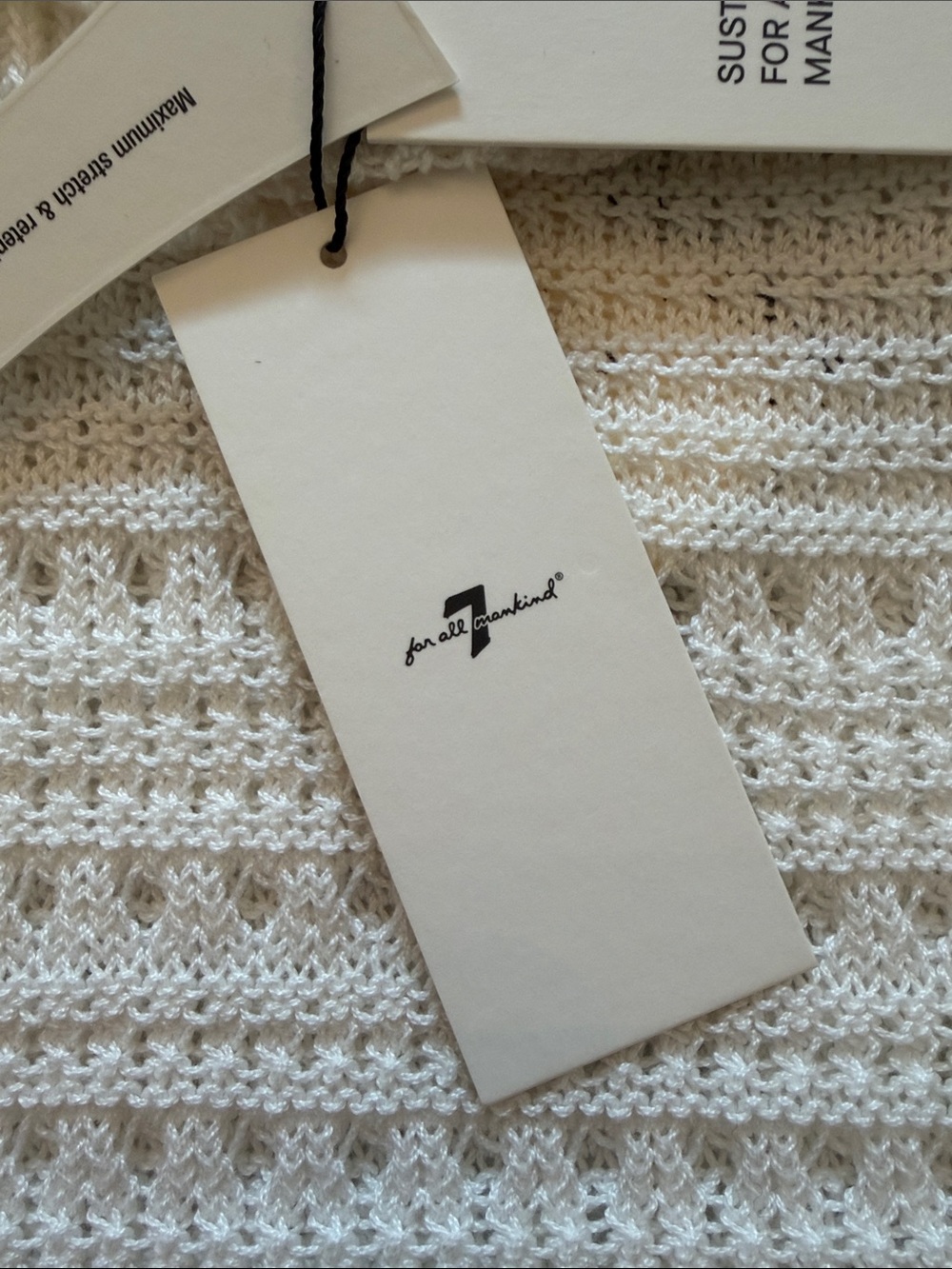7 For All Mankind Cream Ruffled Knit Tank Top - Picture 3 of 4